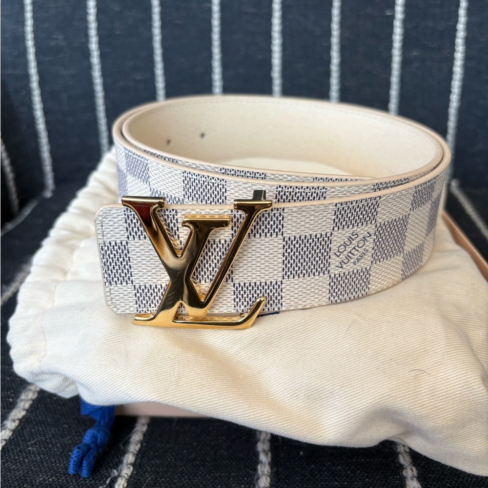 Louis Vuitton White and Blue Damier Belt